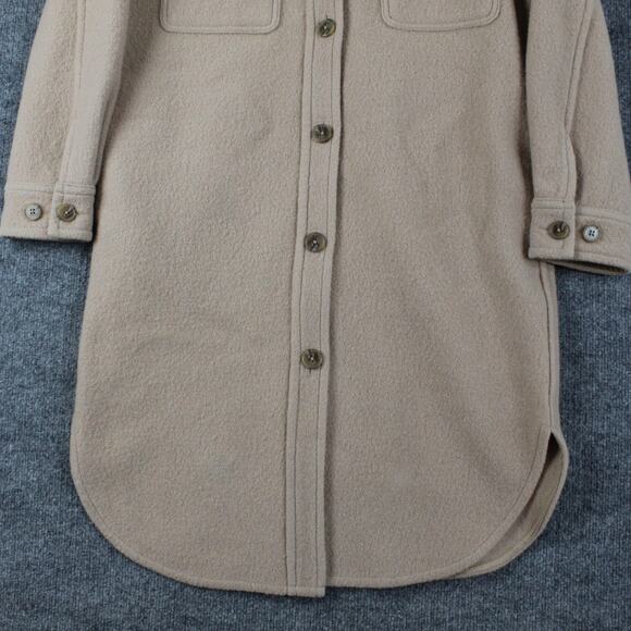 Wilfred Free Jacket Small The Ganna Long Shirt Flax Beige 100% Merino Wool Coat - Picture 6 of 14